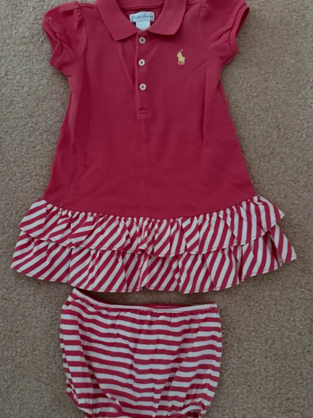 9 Month Ralph Lauren 2-pc Ruffle top with Bloomers